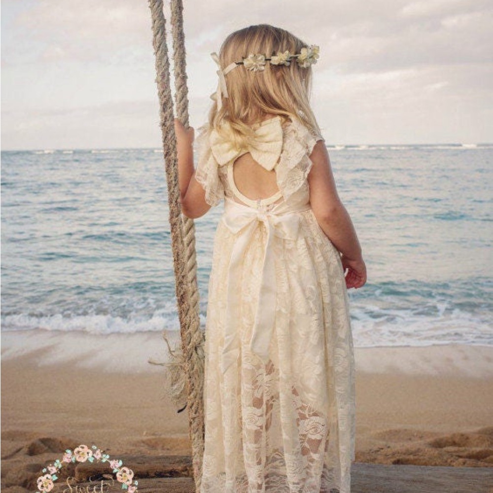 Ivory lace flower girl dress